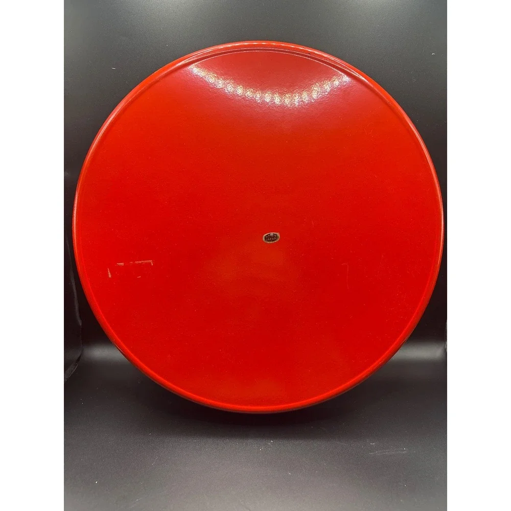 Vintage Japanese Red Lacquerware Serving Tray Floral Chrysanthemum Made in Japan